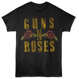 Guns N' Roses Classic Logo & Roses Graphic T-Shirt - Rock Band Tee