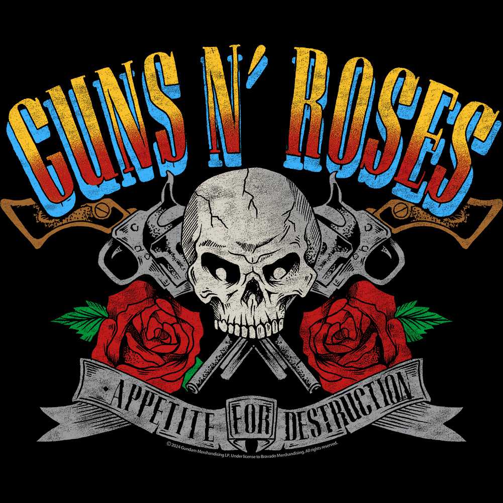 Guns N' Roses Skull and Pistols Graphic Band T-Shirt - Vintage Rock Tee - Unisex