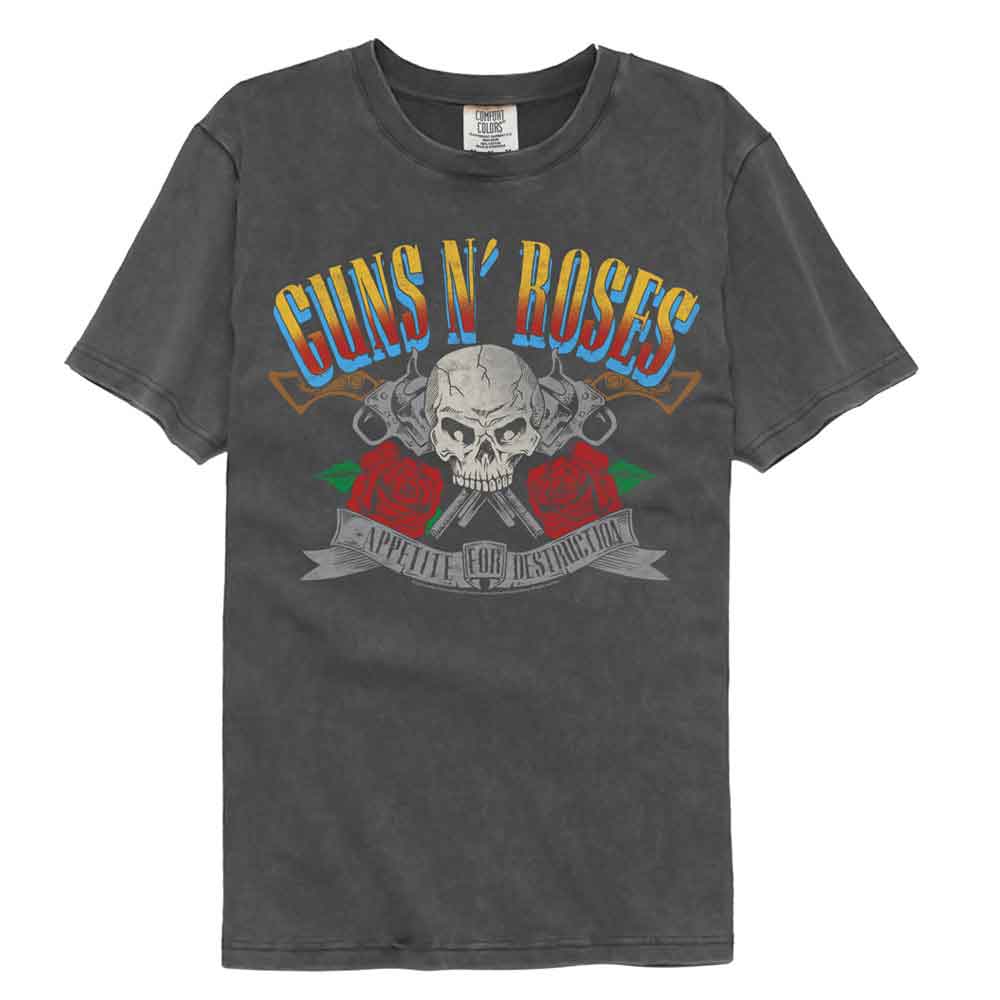 Guns N' Roses Appetite Pistols and Skull Graphic T-Shirt - Official Band Tee
