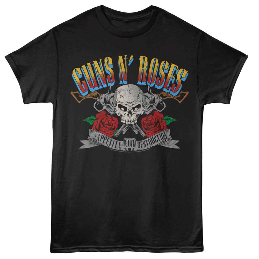 Guns N' Roses Skull and Pistols Graphic Band T-Shirt - Vintage Rock Tee - Unisex