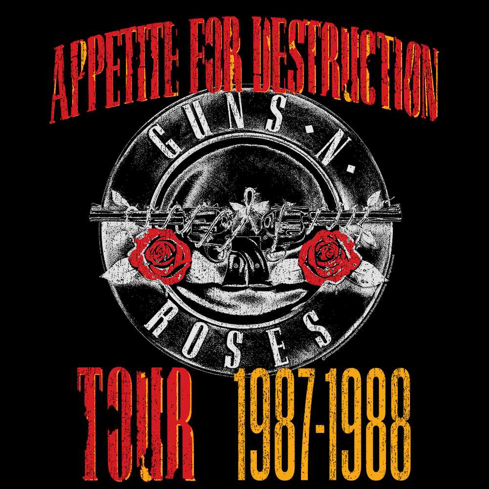 Guns N' Roses Appetite for Destruction Tour Graphic T-Shirt - Official Two-Sided Band Tee