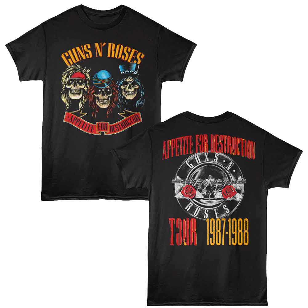 Guns N' Roses Appetite for Destruction Tour Graphic T-Shirt - Official Two-Sided Band Tee