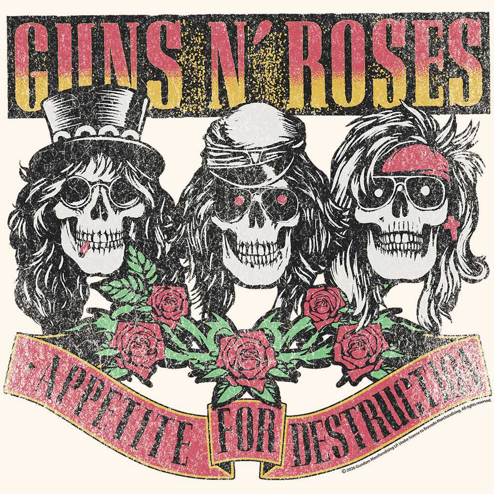 Guns N' Roses Appetite for Destruction Graphic T-Shirt - Official Skulls Band Tee