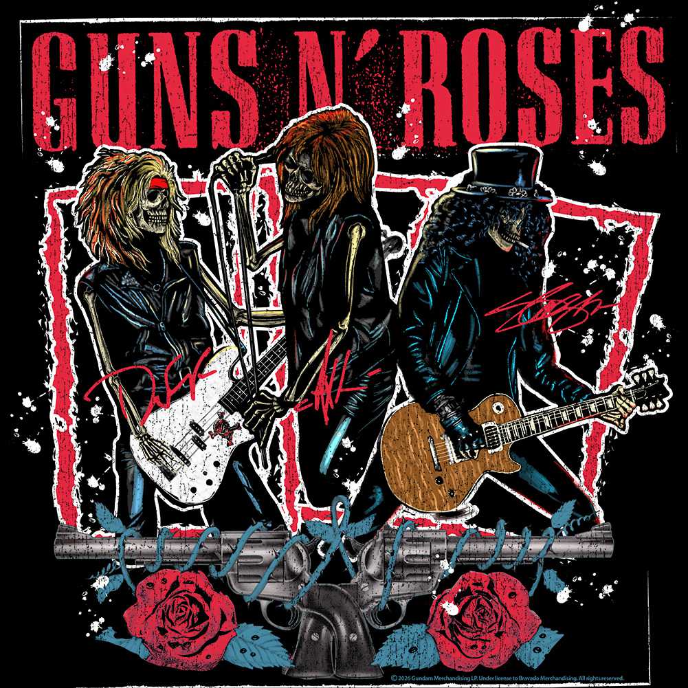 Guns N' Roses Skeleton Band Graphic T-Shirt - Official Classic Rock Band Tee
