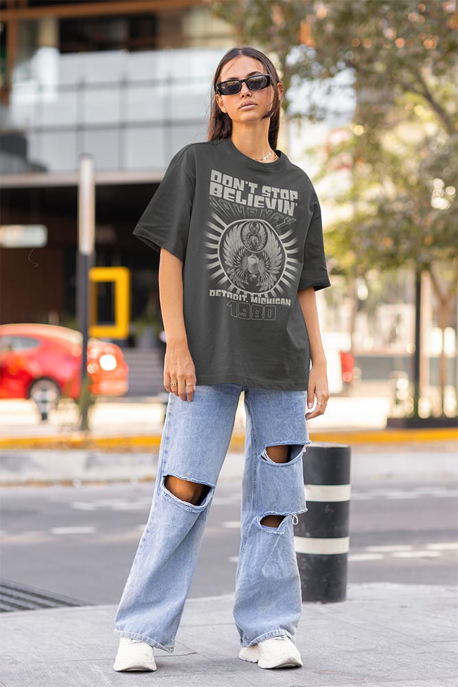 Journey Journey Detroit Adult Graphic T-Shirt - Legendary Classic Rock Band Clothing - Vintage Idea