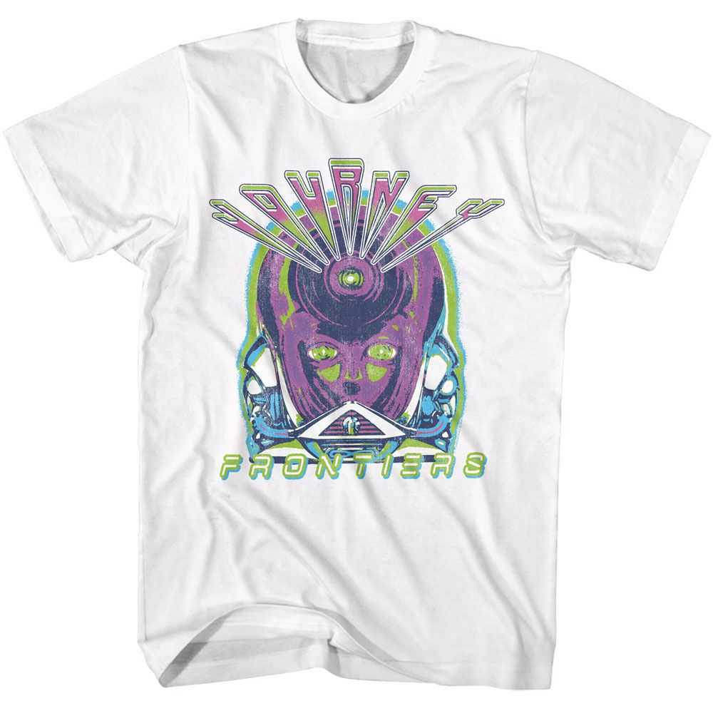 Journey Frontiers Neon Album Graphic T-Shirt - Classic Rock Music Clothing - Vintage Concert Lover Gift Idea