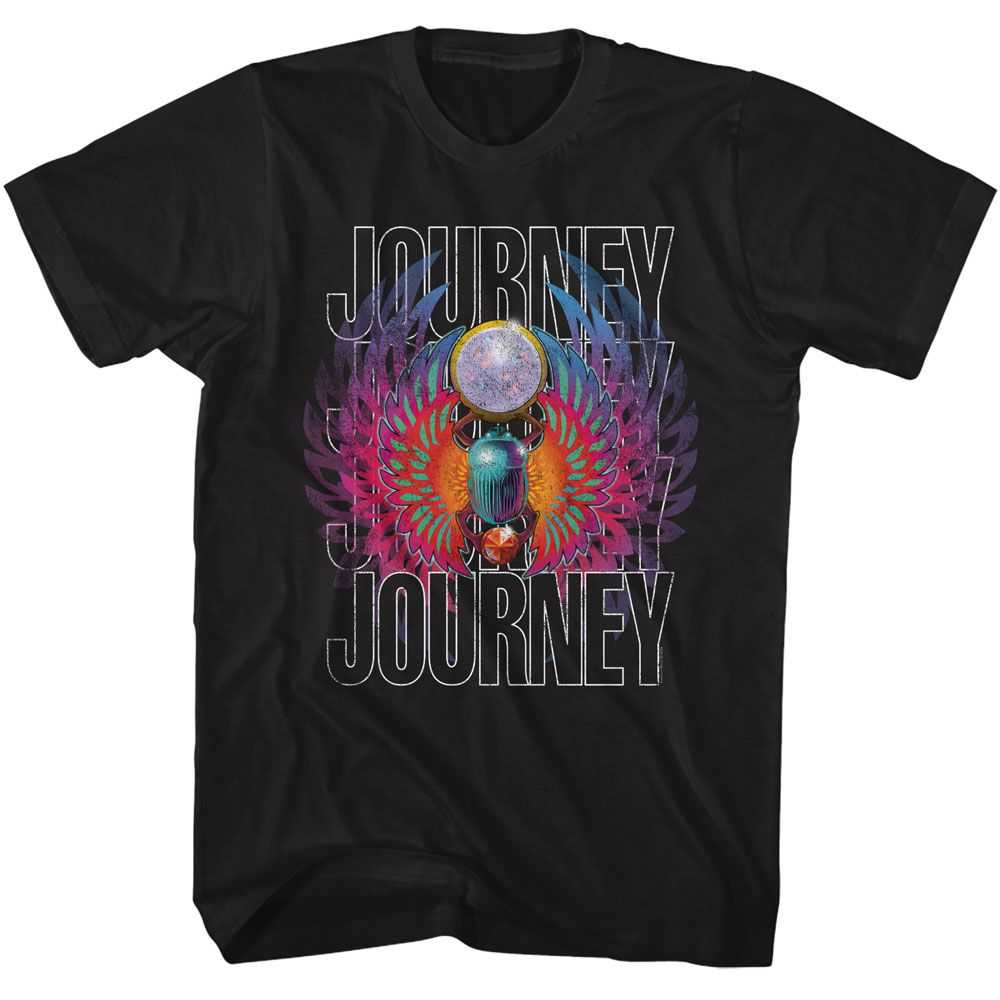 Journey Gradiant Scarab Logo Graphic T-Shirt - Classic Rock Music Clothing - Vintage Concert Lover Gift Idea