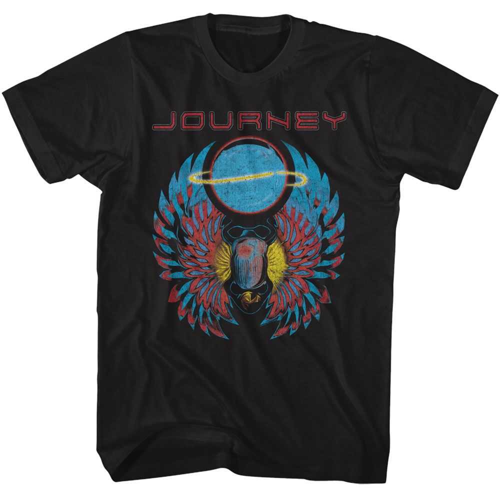 Journey Scarab With Orb Logo Graphic T-Shirt - Classic Rock Music Clothing - Vintage Concert Lover Gift Idea