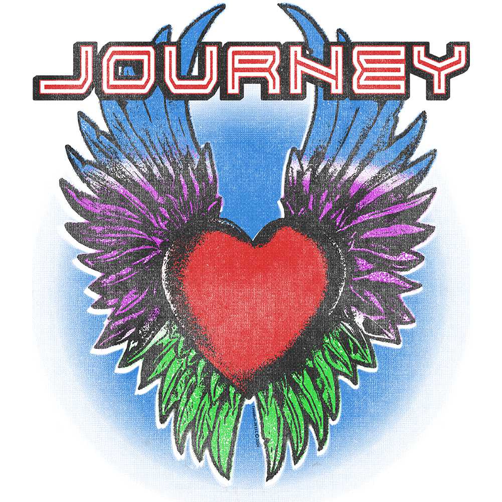 Journey Journey Winged Heart Adult Graphic T-Shirt - Legendary Classic Rock Band Clothing - Vintage Idea