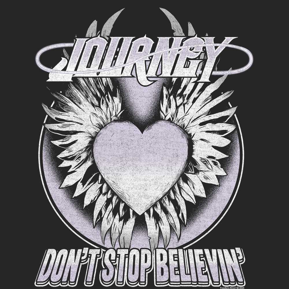 Journey Don't Stop Believing Heart Graphic T-Shirt - Classic Rock Music Clothing - Vintage Concert Lover Gift Idea