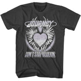 Journey Don't Stop Believing Heart Graphic T-Shirt - Classic Rock Music Clothing - Vintage Concert Lover Gift Idea