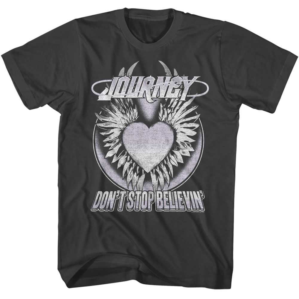 Journey Don't Stop Believing Heart Graphic T-Shirt - Classic Rock Music Clothing - Vintage Concert Lover Gift Idea