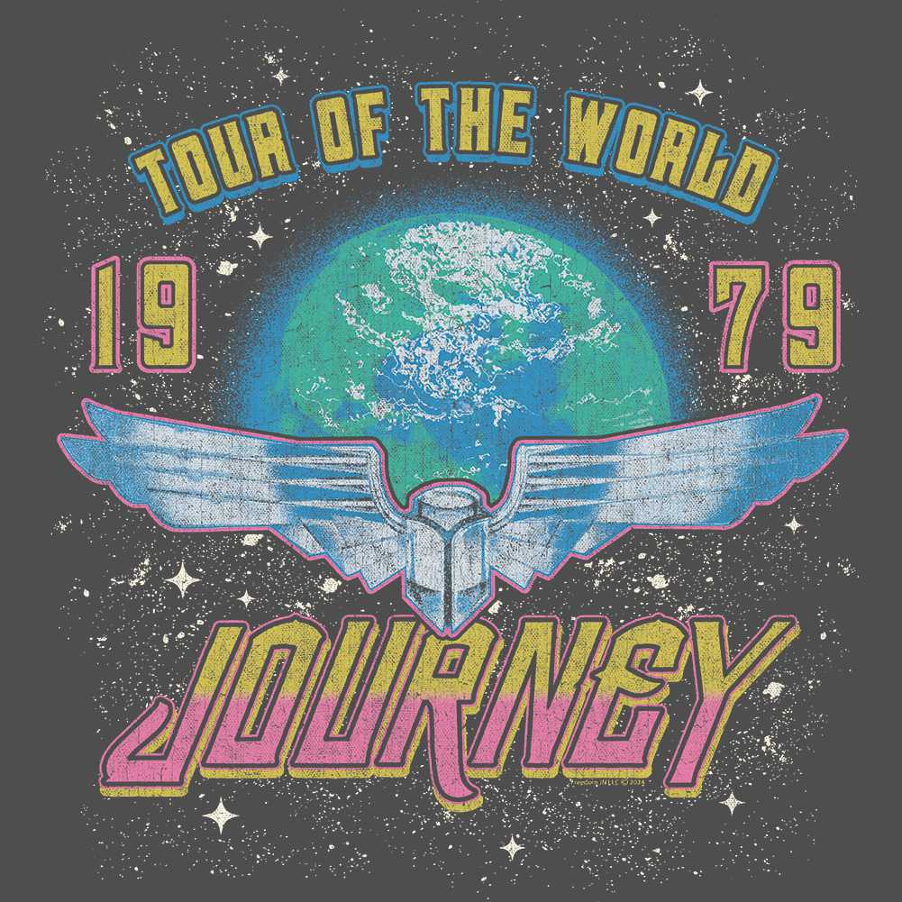 Journey Tour Of The World Graphic T-Shirt - Classic Rock Music Clothing - Vintage Concert Lover Gift Idea