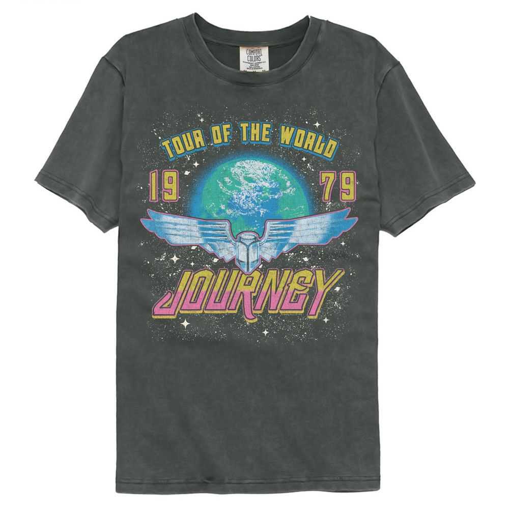 Journey Tour Of The World Graphic T-Shirt - Classic Rock Music Clothing - Vintage Concert Lover Gift Idea