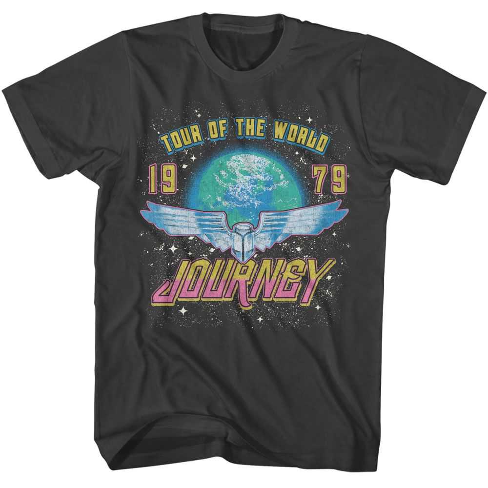 Journey Tour Of The World Graphic T-Shirt - Classic Rock Music Clothing - Vintage Concert Lover Gift Idea