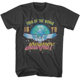 Journey Tour Of The World Graphic T-Shirt - Classic Rock Music Clothing - Vintage Concert Lover Gift Idea