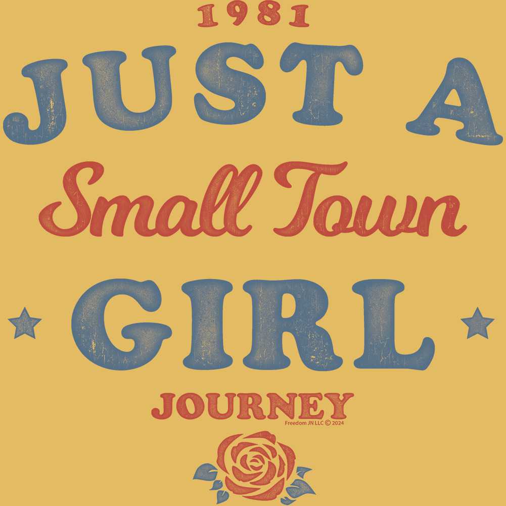 Journey Small Town Girl Lyric Graphic T-Shirt - Classic Rock Music Clothing - Vintage Concert Gift Idea