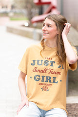 Journey Small Town Girl Lyric Graphic T-Shirt - Classic Rock Music Clothing - Vintage Concert Gift Idea