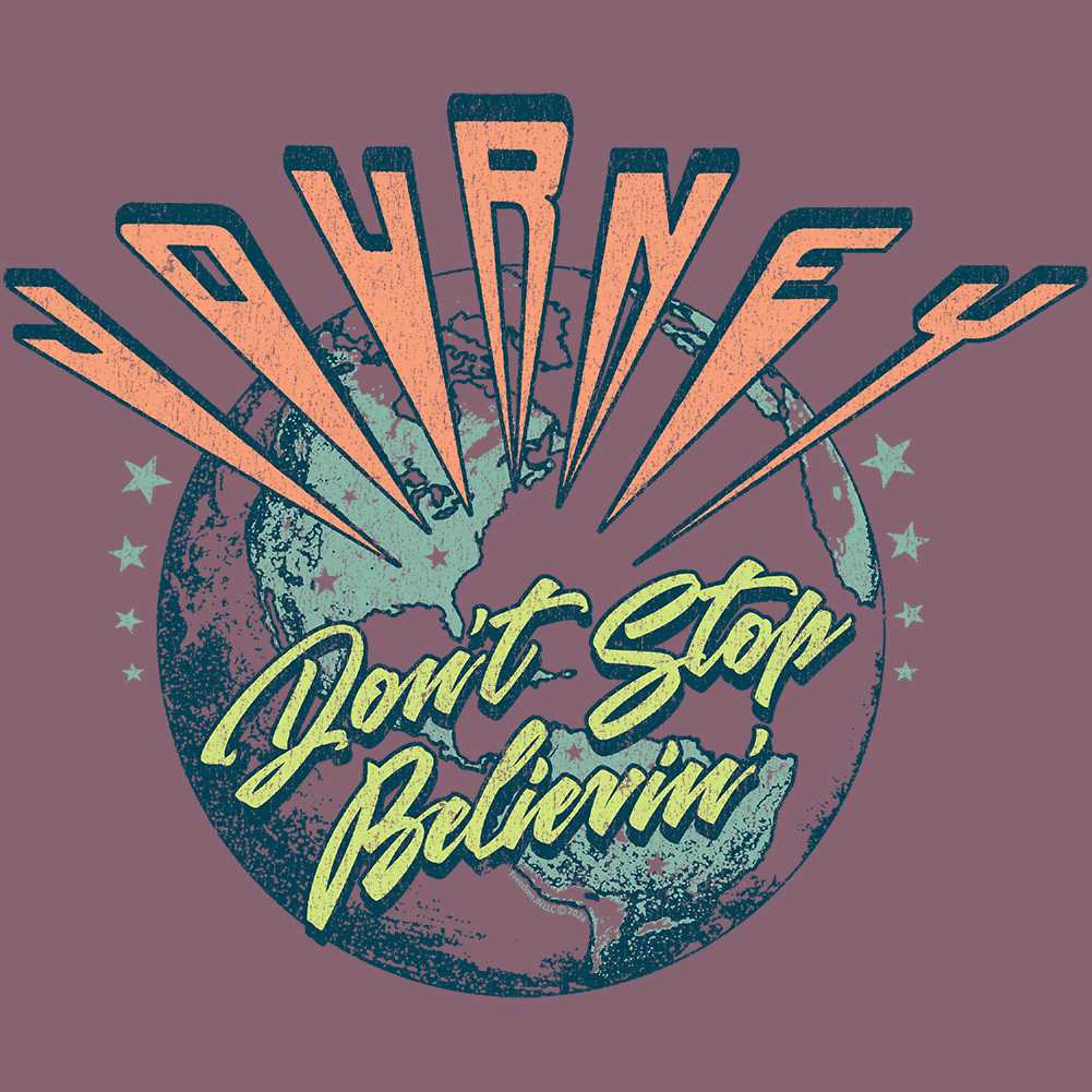 Journey DSB Globe Graphic T-Shirt - Classic Rock Music Clothing - Vintage Concert Lover Gift Idea