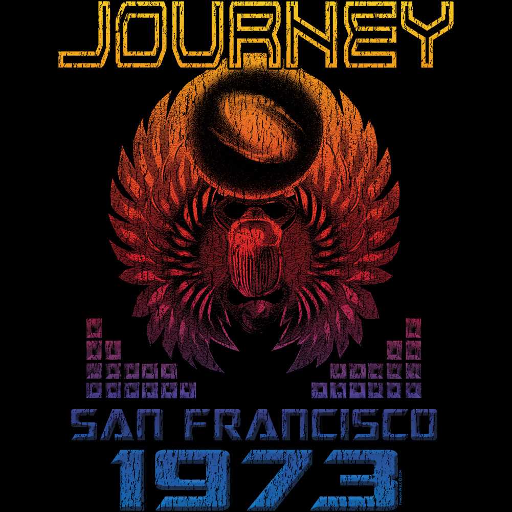 Journey San Fran 73 Graphic T-Shirt - Classic Rock Music Clothing - Vintage Concert Lover Gift Idea