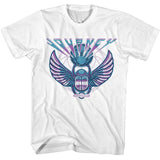 Journey 3 Color Scarab Logo Graphic T-Shirt - Classic Rock Music Clothing - Vintage Concert Lover Gift Idea