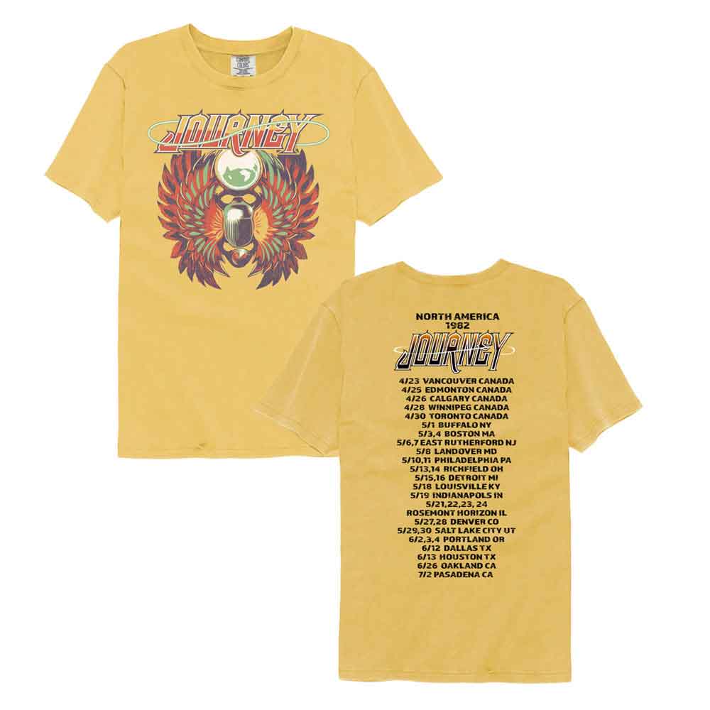 Journey Segmented Colors Double Sided Graphic T-Shirt - Classic Rock Music Clothing - Vintage Concert Lover Gift