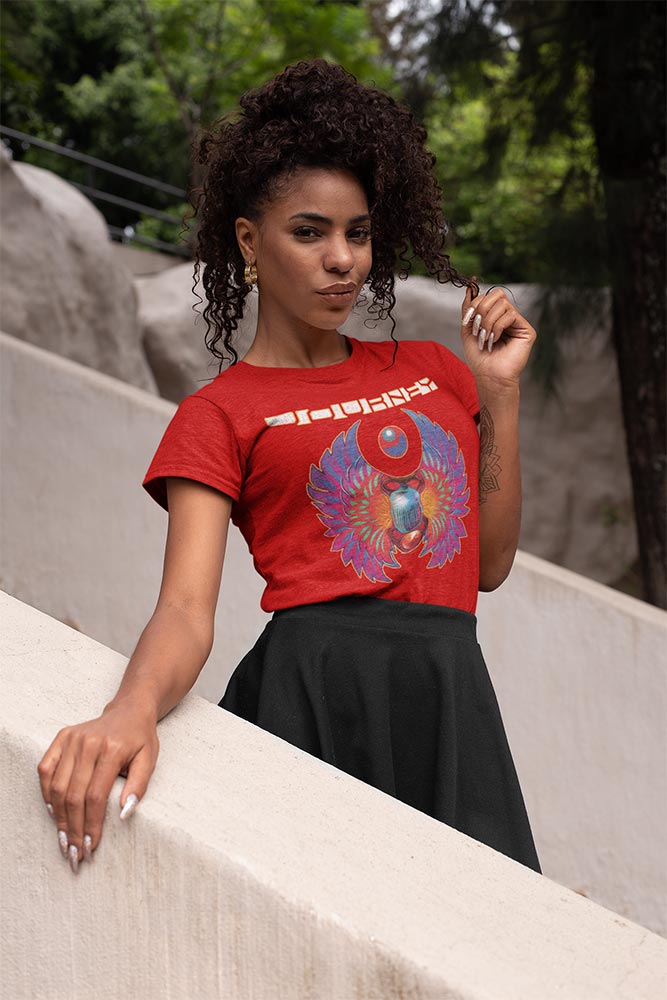 Journey Scarab And Orb Logo Graphic T-Shirt - Classic Rock Music Clothing - Vintage Concert Lover Gift Idea