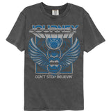 Journey 3D Text Scarab Logo Graphic T-Shirt - Classic Rock Music Clothing - Vintage Concert Lover Gift Idea
