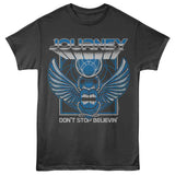 Journey 3D Text Scarab Logo Graphic T-Shirt - Classic Rock Music Clothing - Vintage Concert Lover Gift Idea