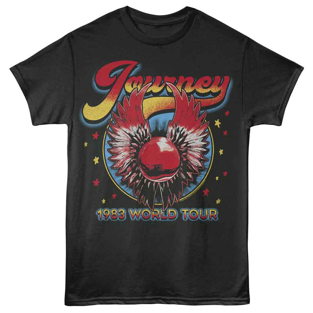 Journey 1983 World Tour Graphic T-Shirt - Classic Rock Music Clothing - Vintage Concert Lover Gift Idea