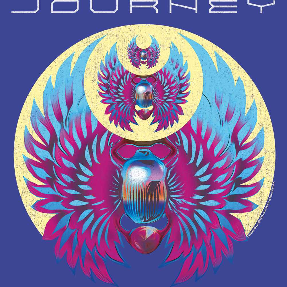Journey Three Scarab Recolor Logo Graphic T-Shirt - Classic Rock Music Clothing - Vintage Concert Lover Gift Idea