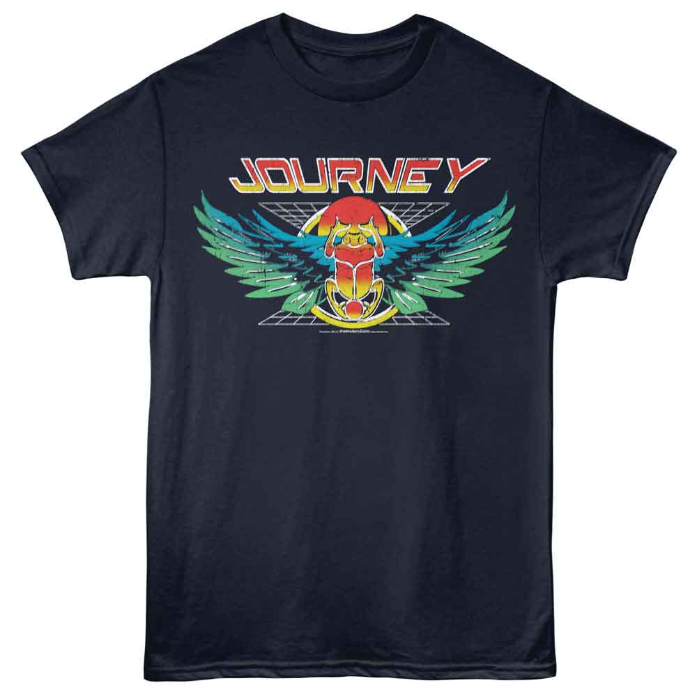 Journey Scarab Grid Logo Graphic T-Shirt - Classic Rock Music Clothing - Vintage Concert Lover Gift Idea