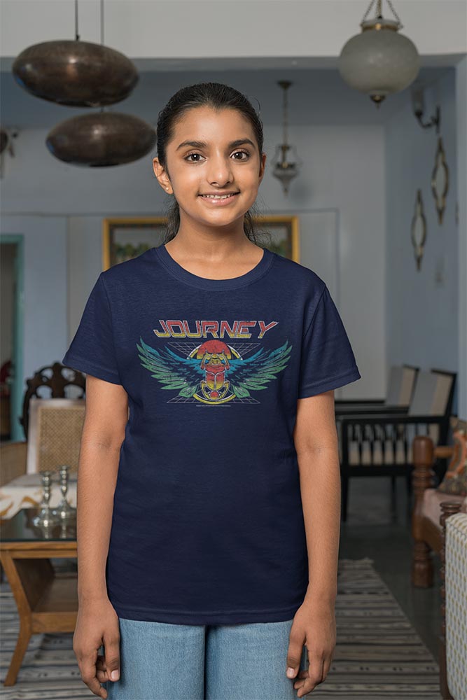 Journey Scarab Grid Logo Youth Graphic T-Shirt - Classic Rock Music Clothing - Kids Concert Lover Gift Idea