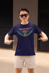 Journey Scarab Grid Logo Graphic T-Shirt - Classic Rock Music Clothing - Vintage Concert Lover Gift Idea