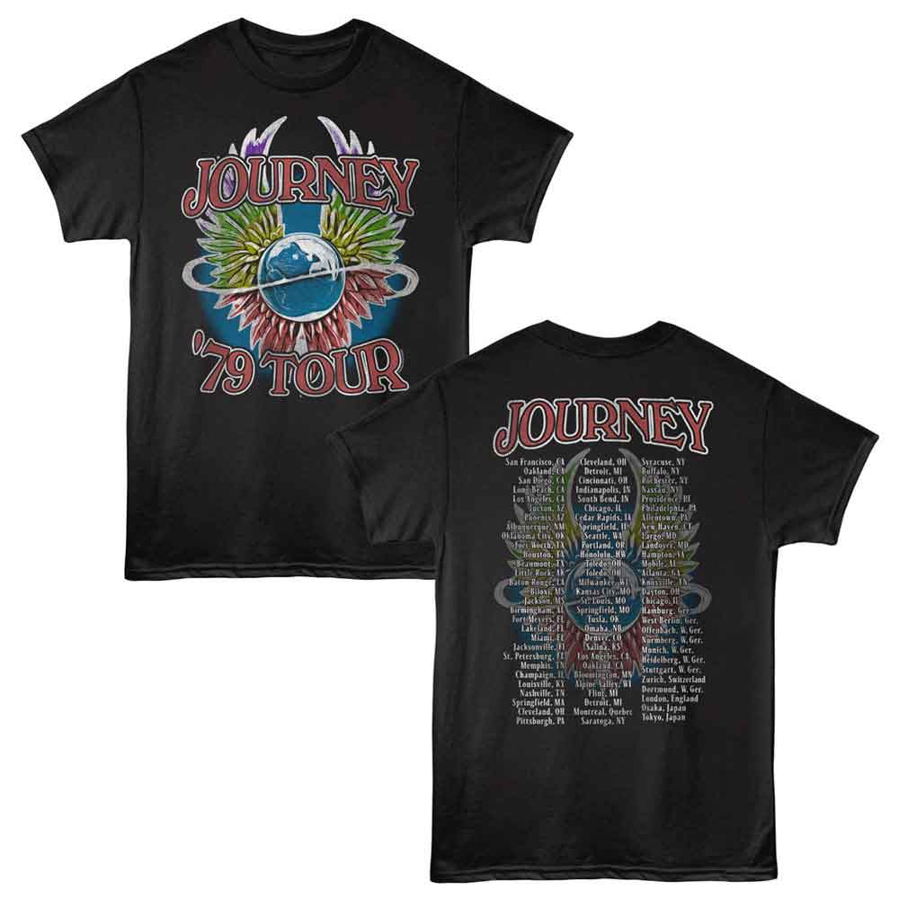 Journey 79 Tour Locals Double Sided Graphic T-Shirt - Classic Rock Music Clothing - Vintage Concert Lover Gift