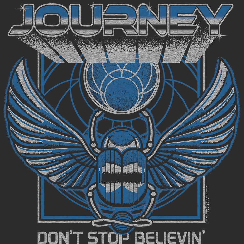 Journey 3D Text Scarab 2-Sided Adult Graphic T-Shirt - Vintage Rock Band Merch - Unisex Concert Fan Gift