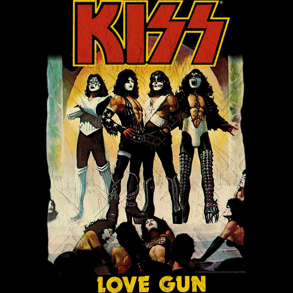 KISS Love Gun Graphic T-Shirt - Classic Rock Music Clothing - Vintage Concert Lover Gift Idea