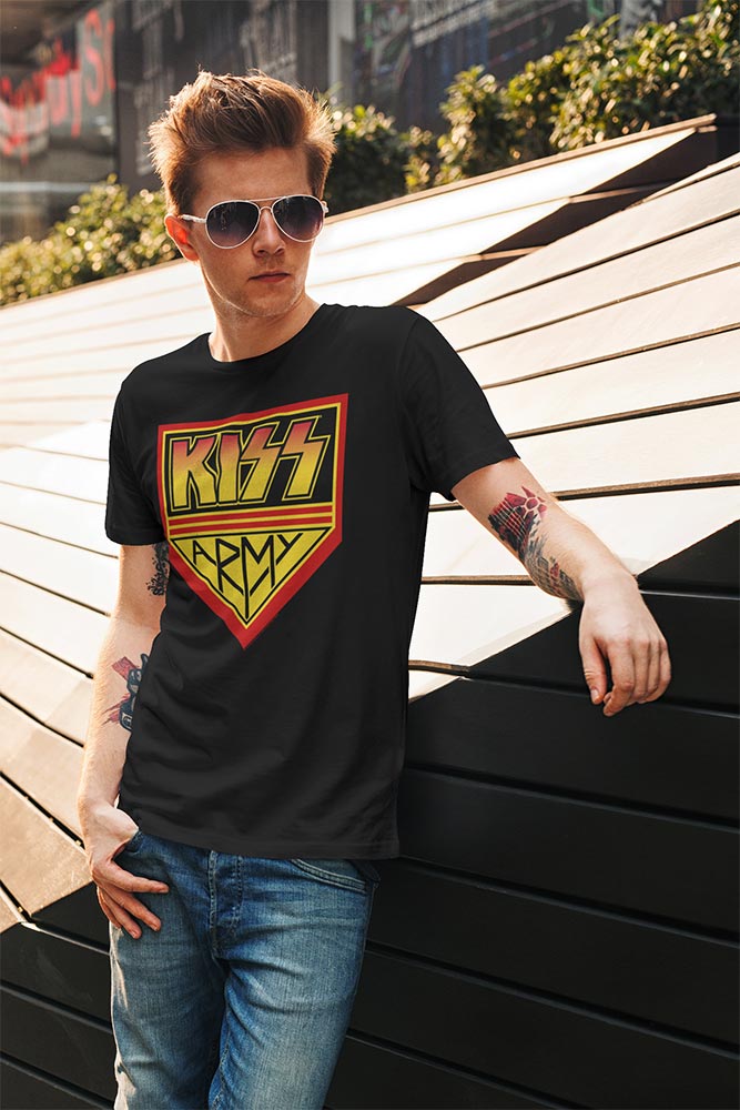 KISS Kissarmy Graphic T-Shirt - Classic Rock Music Clothing - Vintage Concert Lover Gift Idea