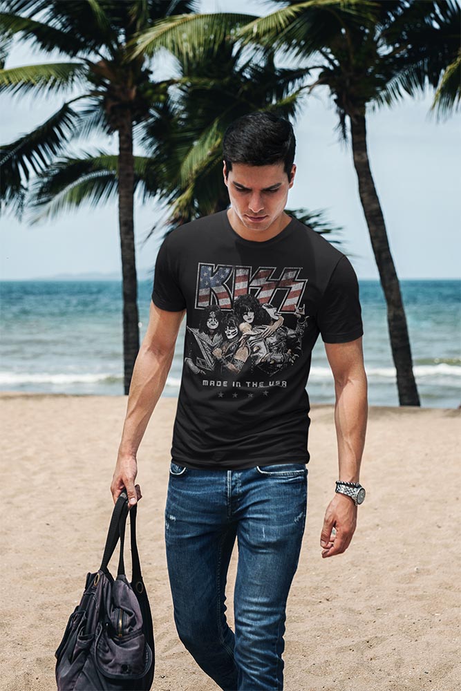 KISS Amerikiss Graphic T-Shirt - Classic Rock Music Clothing - Vintage Concert Lover Gift Idea