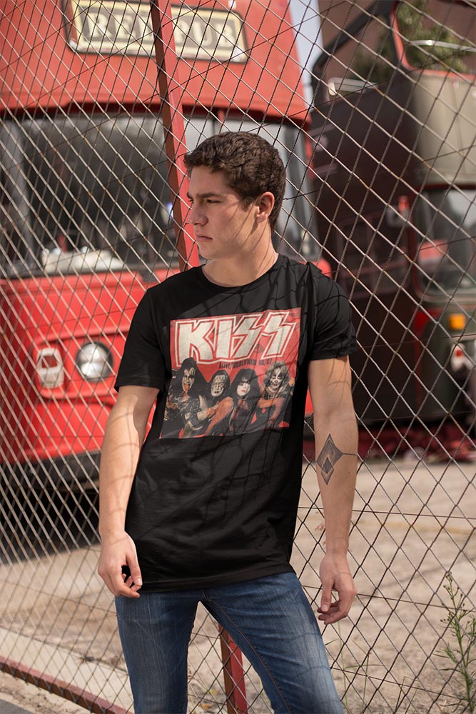 KISS Aliveworldwide Graphic T-Shirt - Classic Rock Music Clothing - Vintage Concert Lover Gift Idea