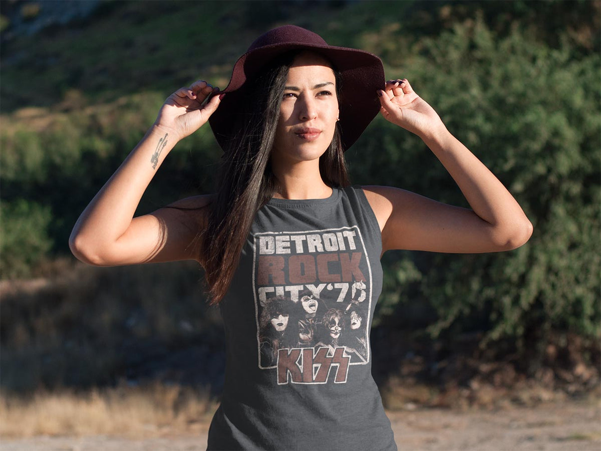 KISS Detroit Rock City 77 Graphic Tank Top - Classic Rock Music Clothing - Vintage Concert Lover Gift Idea