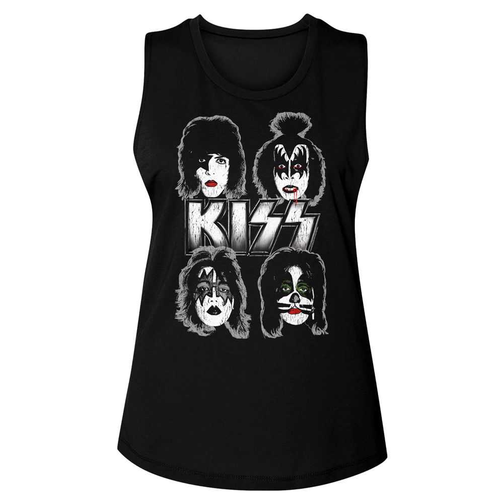 KISS Band Faces Graphic Woman Tank Top - Classic Rock Music Clothing - Vintage Concert Lover Gift Idea