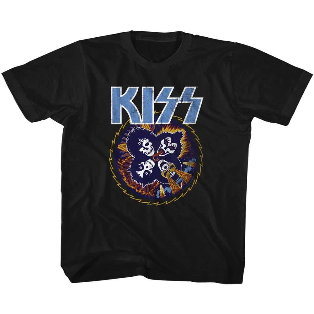 KISS Skull Circle Youth Graphic T-Shirt - Classic Rock Music Clothing - Vintage Concert Lover Gift Idea