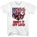 KISS Shout Graphic T-Shirt - Classic Rock Music Clothing - Vintage Concert Lover Gift Idea
