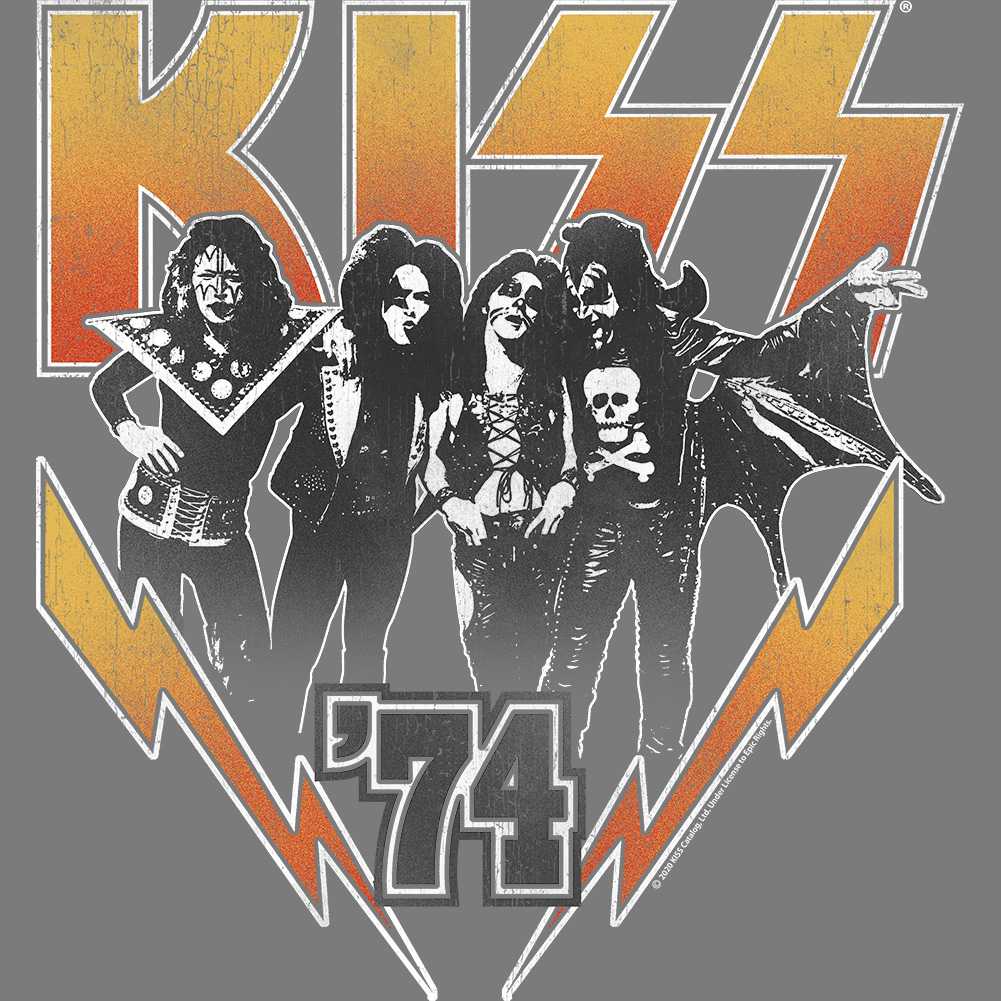 KISS Kiss74 Graphic T-Shirt - Classic Rock Music Clothing - Vintage Concert Lover Gift Idea