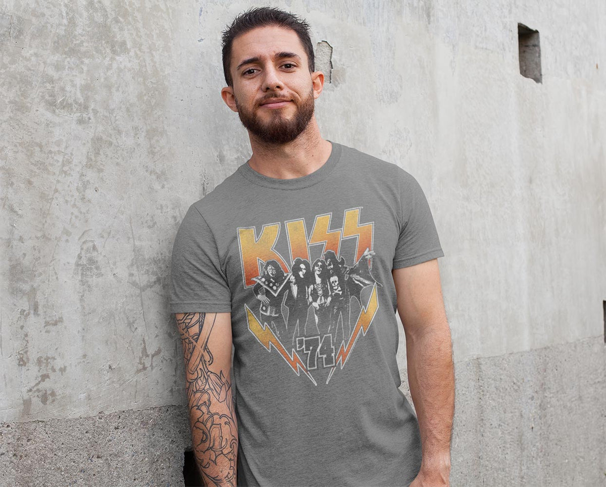KISS Kiss74 Graphic T-Shirt - Classic Rock Music Clothing - Vintage Concert Lover Gift Idea
