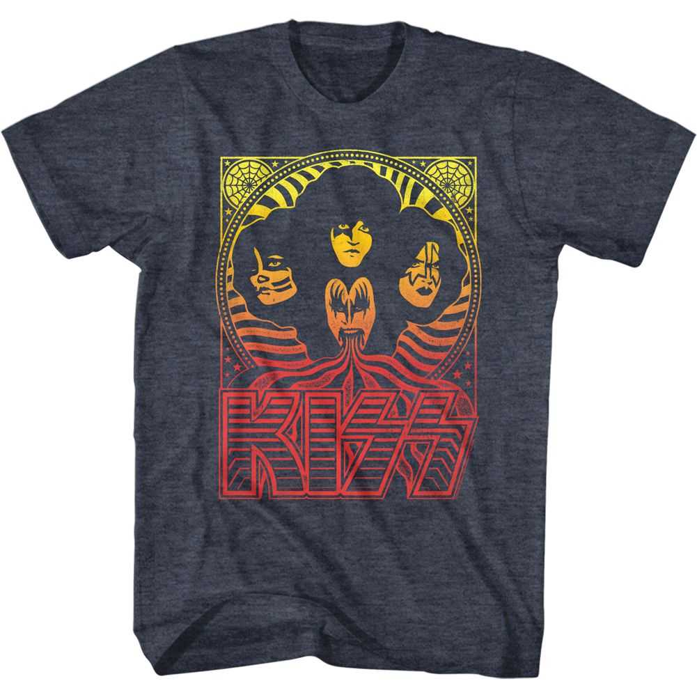 KISS Waves Graphic T-Shirt - Classic Rock Music Clothing - Vintage Concert Lover Gift Idea