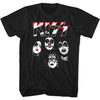 KISS Logo Faces Graphic T-Shirt - Classic Rock Music Clothing - Vintage Concert Lover Gift Idea