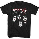 KISS Logo Faces Graphic T-Shirt - Classic Rock Music Clothing - Vintage Concert Lover Gift Idea