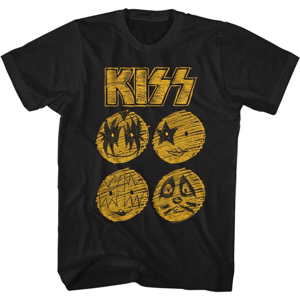 KISS Band Sketch Graphic T-Shirt - Classic Rock Music Clothing - Vintage Concert Lover Gift Idea